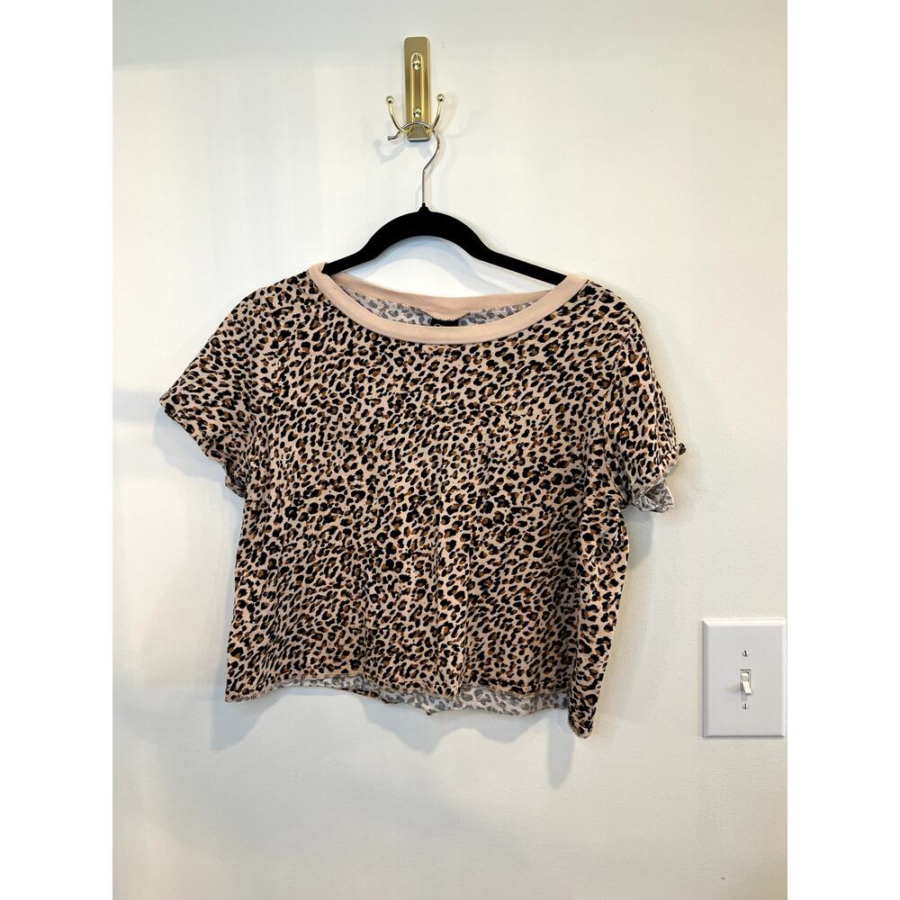 Leopard Print Boxy Crop Tee XXL 18/20 Pink Animal Print Shirt